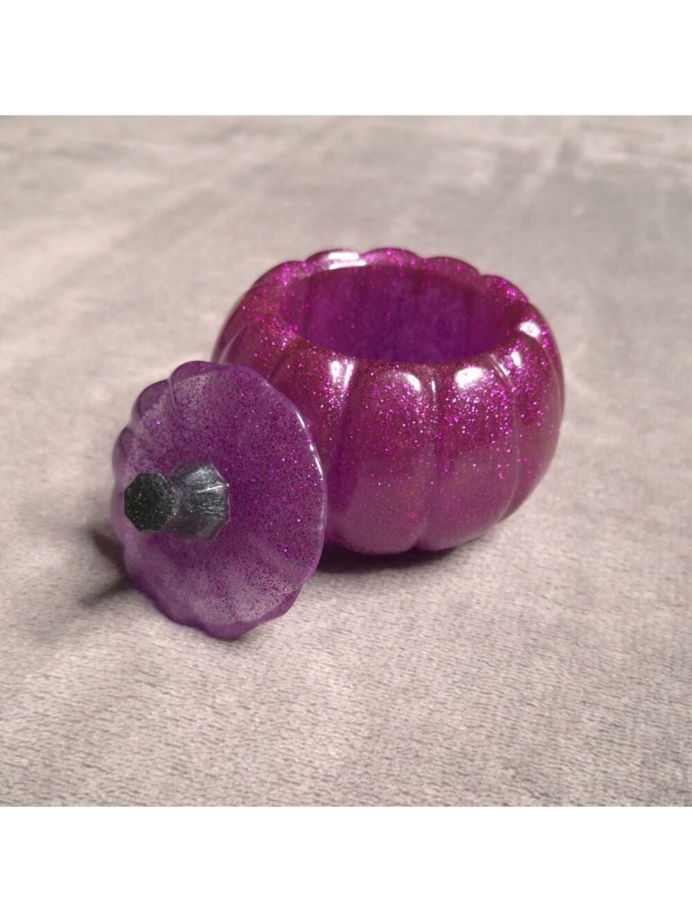 Purple Glitter Resin Pumpkin Decor Handmade Decorative Storage Container
